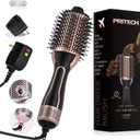 PRITECH 1000W Dual Voltage Ceramic Ionic Hair Dryer Brush,4-in-1 Hot Air Styler & One Step Volumizer for Straight & Curly Hair Salon (110-120V/220-240V),Black