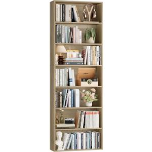 FACBOTALL 82" Tall Bookshelf, 7-Tier Open Shelves Bookcase, Freestanding Display Storage Shelves, Tall Bookcase Home Decor Furniture for Home Office, Living Room, Bedroom, Light Oak