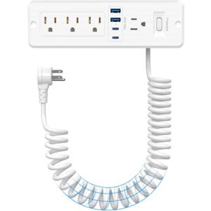 Furniture Drawer Outlet Kit, 65W USB C Recessed Power Strip with 4 Outlets & 4 USB Ports,Hidden Charging Station for Home Office 10 FT White Cord