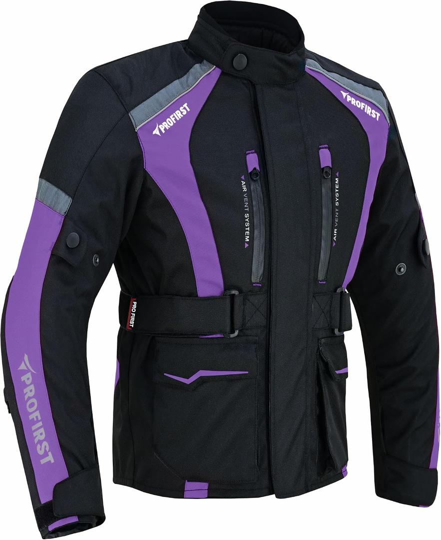 PROFIRST Children Motorbike Armored Jacket - Kids Motorcycle Waterproof Motocross Gear From Age 6-16 (US, Age, 12 Years, Purple)