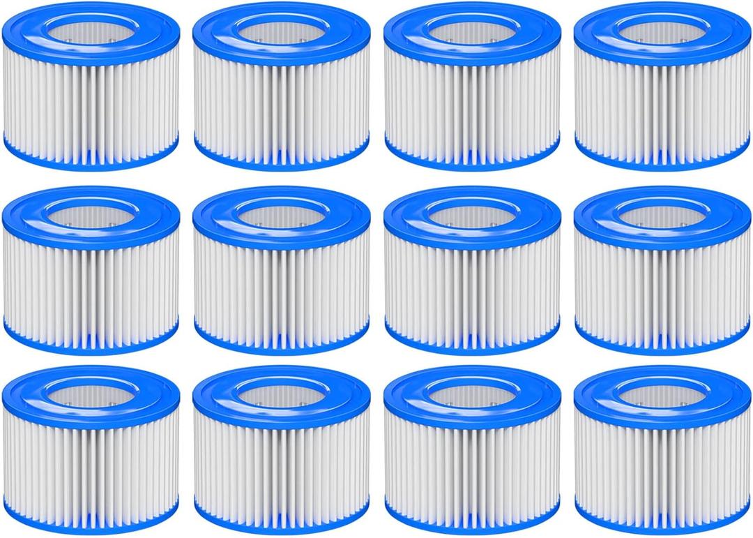 Type Hot Tub Spa Filter Replacement Compatible with Lay-Z-Spa, Coleman SaluSpa 90352E 58323, Inflatable Hot Tub, Swimming Pool Pump Filter Type Cartridge, 12 Pack
