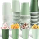 100 Pcs Sage Green Paper Cups 9oz Disposable Coffee Paper Cups Gradient Green Party Cups Birthday Bridal Shower Beverage Drinking Cups for Wedding Picnic St Patricks Tea Party Supplies