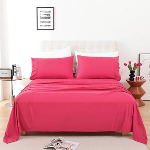 Twin Size Sheet Set - Luxury Soft Comfy Bed Sheets, Breathable Cooling Hotel Bedding for Women, Men, Teens, Extra Deep Pocket, Easy-Fit, Oeko-Tex, Wrinkle Free 3 Piece - Magenta Pink