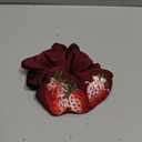 INT&TDR FANTASY Burgundy Scrunched Fabric Decoration with Floral Pattern, Silk Hair Ties, Ladies Silk Scrunchies Fruit Embroidery Design Women Girls Gifts