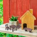 VOSAREA 10pcs Miniature Garden Furniture Ornaments Resin Tables Chairs for Dollhouse Accessories Landscape Decorations Rustic Charm Easy to Use and Lightweight