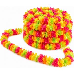 Fun Express Plastic Lei Flower Garland 100ft for Party Decorations - Hawaiian Luau Tropical Beach Pool Birthday Summer Decor | Colorful Hanging Floral Garlands for Indoor Outdoor Tiki Aloha Themed