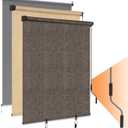 HOMEDEMO Outdoor Roller Shades for Patio, 6'W x 6' H(WxH) Mocha Roll up Shade for OutsideSun Roller Shade Cloth Roll Blinds Cordless Waterproof for Porch Gazebo Pergola Balcony Backyard
