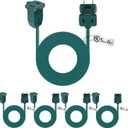 Kanayu 5 Pack 6 ft Green Indoor Extension Cord 2 Prong Electric Cord Extender, Wire Plug in and End Ac 120 Volts for Outdoor Christmas Connect or Extend String Lights
