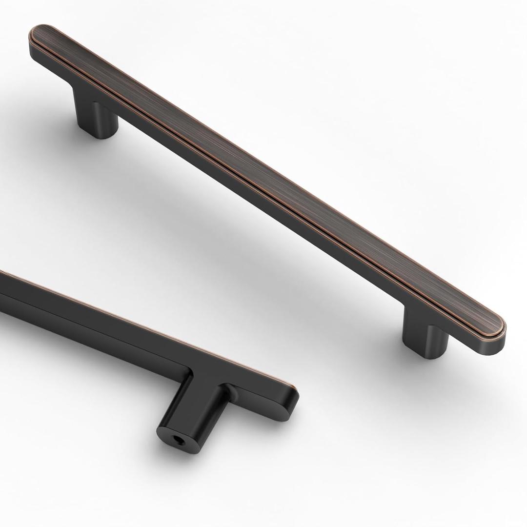 Asidrama 10 Pack 5 Inch(128mm) Oil Rubbed Bronze Kitchen Cabinet Handles, Cabinet Pulls Kitchen Cabinet Hardware for Cupboard Drawer Pulls (5" Hole Center)