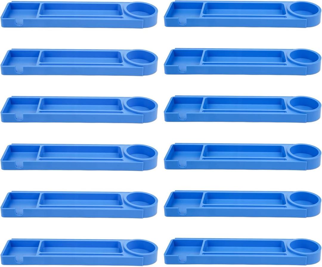 12pcs Desktop Prop and Park Tray, Desk Name Plates Holder Pencil Holder Organizer with Adhesive Grip and Separate Desktop Prop for School Classroom Office Station Supplies