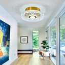 ZGLAOJT Modern LED Ceiling Light Fixture Gold Semi Flush Mount Acrylic Ceiling Light 12W Small Chandelier for Farmhouses Kitchen Dining Room Living Room Bedroom.