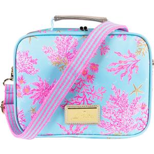 Lilly Pulitzer Insulated Lunch Box for Women, Cute Lunch Cooler Bag with Adjustable/Removable Shoulder Strap (Royal Coral)