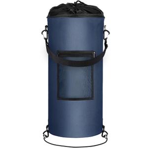 Boat Trash Can, Wizcave Leakproof Boat Trash Bag, Portable Pontoon Boat Accessories for Storage, Reusable Boat Garbage Can with Clips fits 10-13 Gal Garbage Bags, Boating, Camping, RV, Kayak, Navy Blue