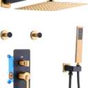 Shower Faucet Set Black and Brushed Titanium Gold 10'' Shower System