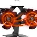 TCFUNDY Wood Stove Fan Heat Powered for Buddy Heater, Dual Motor Fireplace Fan with Bracket Fixed on Propane Space Heater, Quiet Operation Circulating Warm Air, Stove Fan for Wood/Log Burner Stove