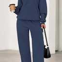 PRETTYGARDEN Women's 2 Piece Outfits Spring Sweatsuits Oversized Hoodies Wide Leg Sweatpants Tracksuits Lounge Matching Sets (Grey Blue,M)