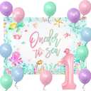 JeVenis Oneder The Sea Birthday Girl Decorations Ocean Animal First Birthday Party Decorations Under The Sea 1 Year Old Decor Balloons