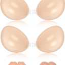 Sticky Push Up Bra for Women,Adhesive Invisible Silicone Lift Bra with Reusable Nipple Covers for Backless Dress Beige (Beige)