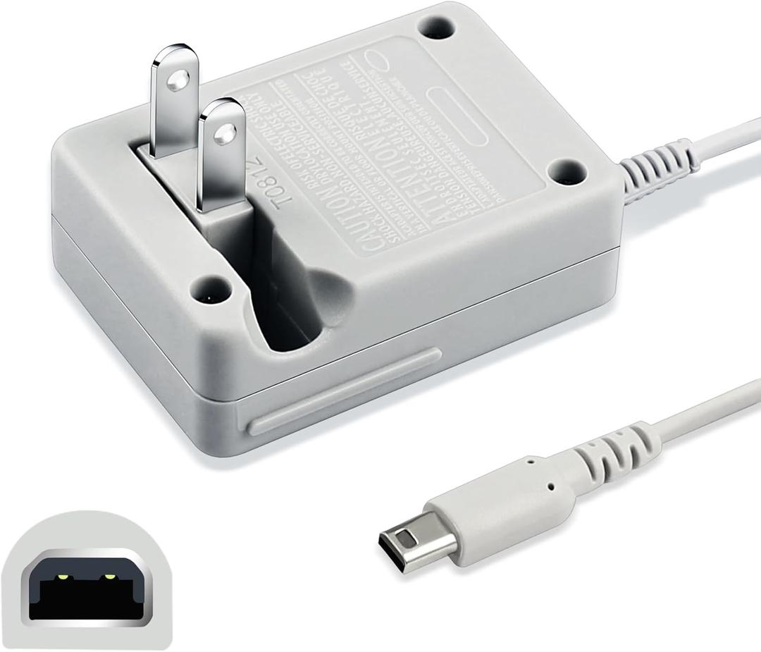 3DS Charger Compatible with Nintendo 3DS/New 3DS XL/DSi/DSi XL/2DS/2DS XL/New 3DS Replacement Charger Cable, 100-240V Wall Plug Adapter