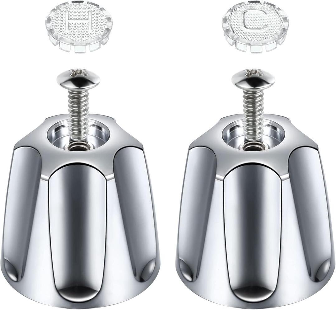 Enhon 2 Piece Shower Knob Replacement, Hot and Cold Faucet Knobs Compatible with Price Pfister Verve Tub Shower, Include 2 Faucet Handles and 2 Screws for Remodeling Trim Kit(Chrome)