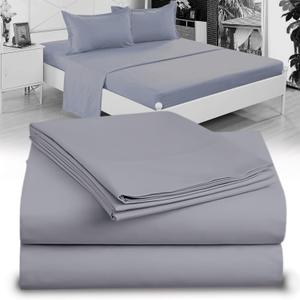 Twin XL 100% Microfiber Double Brushed Sheet Set - Extra-Soft & Wrinkle-Free - 15" Deep Pockets, 39" x 80" - Ideal for Dorms, Hospitals & Split King Beds - 3 PC Set (Twin XL, Medium Gray)