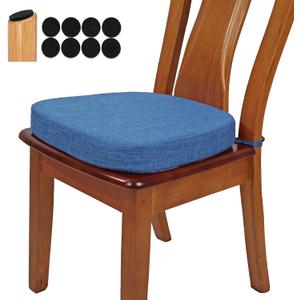 BUYUE Thickened 2.5" Friendly Woven Fabric Dining Chair Cushion, U-Shape High Density Foam Comfortable Chair Pad for Kitchen, Slip Resistant Indoor Seat Cushion (1 Piece, Dark Blue)