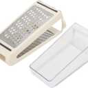 Cheese Grater Handheld - Double Sided Reversible Box Grater with Storage Container,Stainless Steel Blades for Cheese,Vegetables,Ginger,Garlic