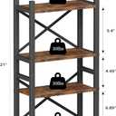 Desktop Bookshelf, 4-Tier Stackable Narrow Bookcase, Adjustable Industrial Desk Organizer & Hutch - Rustic Brown Wood Desktop Book Organizer for Living Room, Bedroom & Home Office