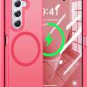 Magnetic for Samsung Galaxy Z Fold 7 Case Compatible with MagSafe[Fast Wireless Charging][Anti-Fingerprint][Military Shockproof]Translucent Matte Silicone Bumper for Z Fold 7 Phone Case,Rose Red