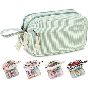 Bluboon Big Capacity Pencil Case Pencil Pouch Pen Case School Supplies Cute Pencil Box Pencil Bag for Teen Girls Boys Women Man (Green White Stripes)
