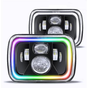 JHLion Upgraded NEW 1000% Bright RGB 5x7 LED Headlights LED lights w/DRL Amber Turn Signal Hi/Low Sealed Beam Compatible with Jeep Cherokee XJ Wrangler YJ GMC Comanche MJ (Spectrum Master)