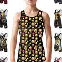 Exxact Sports Sublimated Adult & Youth Wrestling Singlet - Premium Powerlifting Singlet for Men & Boys, Unisex Singlets (Medium, Emoji)
