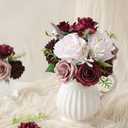 Ling's moment Artificial Flowers Fake Silk Roses Faux Foam Dahlia Gardenia Combo for DIY Wedding Bouquets Centerpieces Arrangements Bridal Shower Party Home Decorations, Marsala & Dusty Rose, 24pcs