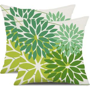 DFXSZ Outdoor Throw Pillow Covers 20x20 Inch Set of 2 Waterproof Spring Summer Geometric Elegant Dark Light Green Outdoor St Patricks Pillow Covers for Patio Funiture Garden Couch 168A20