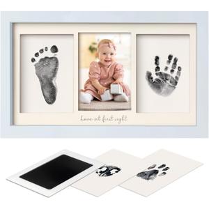 Inkless Hand and Footprint Kit, Boy, Girl, Newborn Keepsake - No Mess Ink Pad for Baby Handprint, Clean Touch Paw Print Kit for Dog Picture Frame, Personalized Baby Shower Gifts 