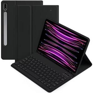 AnMengXinLing Galaxy Tab A8 10.5inch Tablet Case with Keyboard, Candy Colors Slim Protective Cover with Magnetic Detachable Keyboard with S Pen Holder for Tab A8 10.5" SM-X200/X205/X207Black