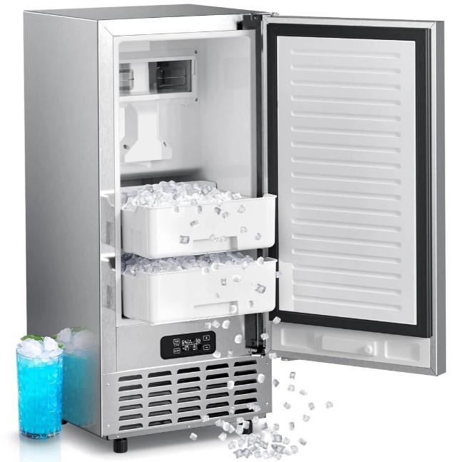 Kismile Commercial Under Counter Built-in Nugget Ice Maker for Commercial & Home Use(Silver), 115V / 60Hz
