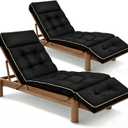 MAGIC ELEPHANT Chaise Lounge Cushion Outdoor Set of 2, Memory Foam Replacement Patio Pool Lounge Chair Cushion with Ties for Outdoor Furniture, 74 x 22 x 4 Inch (Black)