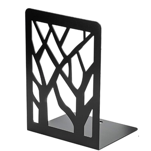 MaxGear Book Ends Tree Design Modern Bookends for Shelves, Non-Skid Book Holder, Heavy Duty Metal Book Storage for Books/CDs, Decorative Book Stopper for Home, 7 x 4.7 x 3.5”, Black, 1 Piece