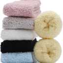 6 Pairs Womens Fuzzy Socks, Microfiber Plush Warm House Slipper Socks for Indoor Home,Cozy Sleeping Socks, Winter Gift Idea