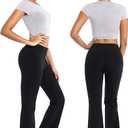 BUBBLELIME 37" 3 Styles Women's High Waist Bootcut Yoga Pants Basic/Side Pockets Tummy Control Workout Flared (Black, XXL)