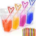 Pouches Compatible with Caprisun,Food Grade Seal-Tight and Reusable,Pouches Empty Compatible with Caprisun,Ideal for Sustainable Hydration,300ml(10oz),Straw included,100Packs