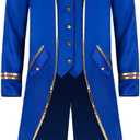 IBTOM CASTLE Men's Steampunk Vintage Tailcoat Jacket Gothic Medieval Victorian Frock Button Down Swallow Coat Uniform Costume (Blue, XL)