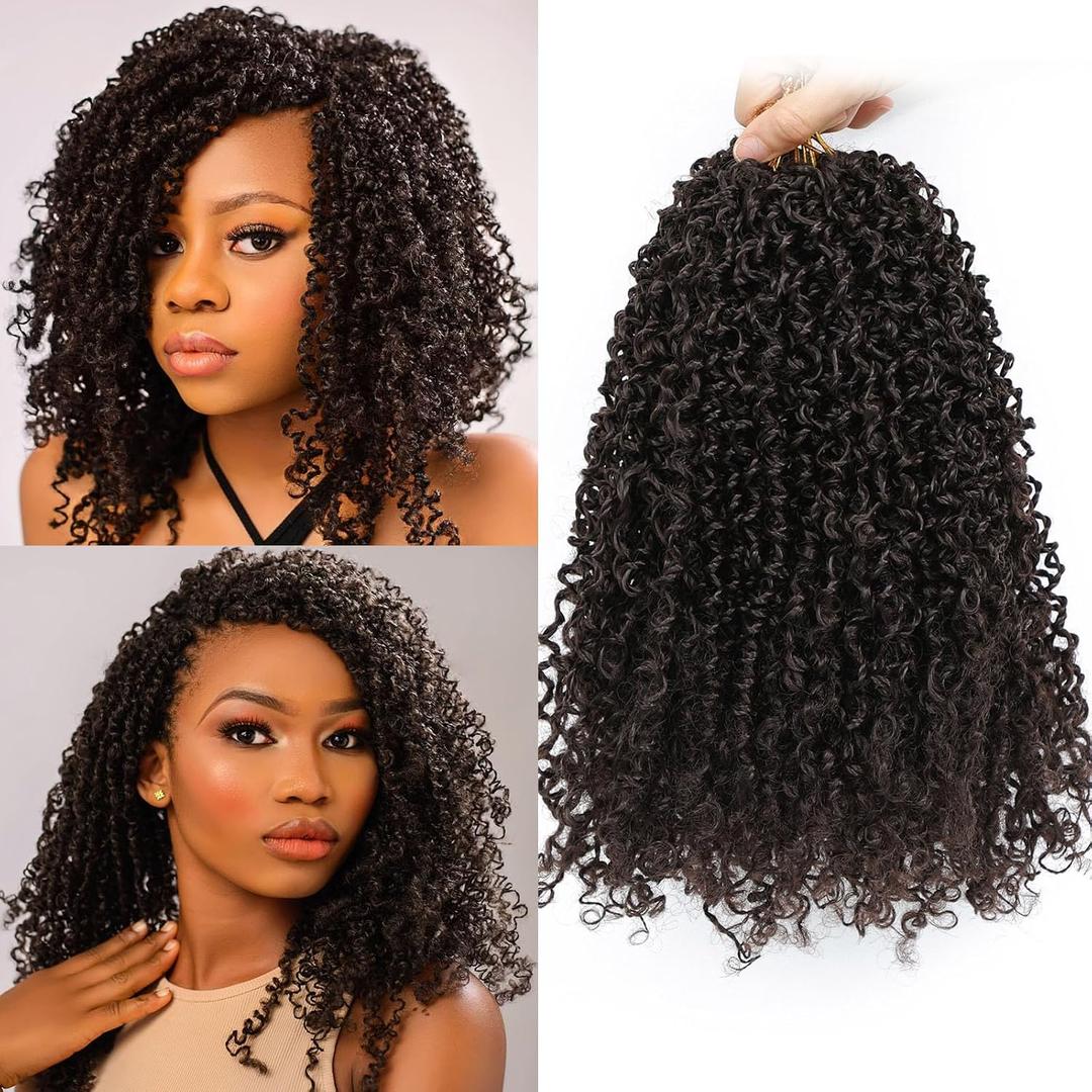Aksice 8 Inch 8 Packs Yanky Twist Crochet Hair for Women Pre-looped Mini Twist Hair Bohemian Passion Twist Crochet Hair Boho Crochet Braids Synthetic (4#)