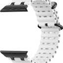 Upgraded Ocean Band Compatible with Watch Ultra 3/2/1 49mm, S11/S10 46mm, 9/8/7 45mm, SE3/SE2/SE/6/5/4 44mm, 3/2/1 42mm, Metal Connector Breathable Sport Watch Strap for Men Women