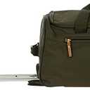 Bric’s X-Bag 21” Rolling Duffel – Water-Resistant Recycled Nylon Carry-On with Silent Wheels, Leather Details, Exterior Zipped Pocket, Garment Straps & Detachable Shoulder Strap – Olive