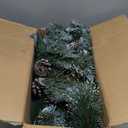 Decoway 4ft Christmas Tree Pre-Lit Artificial Mini Trees with Gold Pot Base, Flocked Snow 70 Warm White Led Lights Pine Cones Red Berries, for Entrances, Home Decorations Holiday Decor