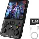 R36MAX Retro Gaming Console, Retro Handheld Games Console with 64GB TF Card, Portable Hand Held Open Source Linux System, 4.0 inch IPS HD Screen Video Game Consoles, 4000mAh Battery (Black)