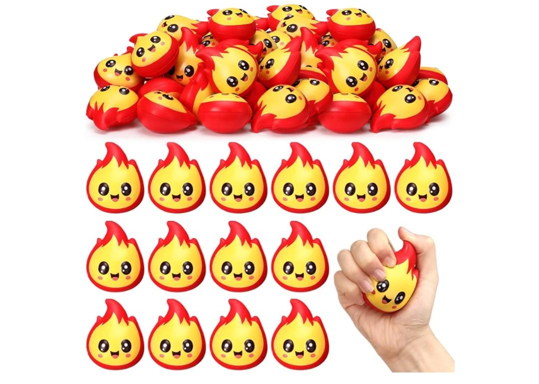 Soaoo 30 Pcs Fire Stress Balls Fake Fire Funny Squeeze Stress Relief Balls Toys for Adults Fidget Toy Therapy Fidget Appreciation Gifts for Christmas Office Coworker Birthday Office Stuffer