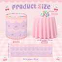 Haull Girls Women Party Decorations 1 PC Pink Round Tablecloth 84'' 2 Pcs Cherry Table Skirt and 100 Pcs Pastel Pom Poms for Princess Girls Birthday Baby Shower Bridal Tea Party Dessert Decorations, 10.6"